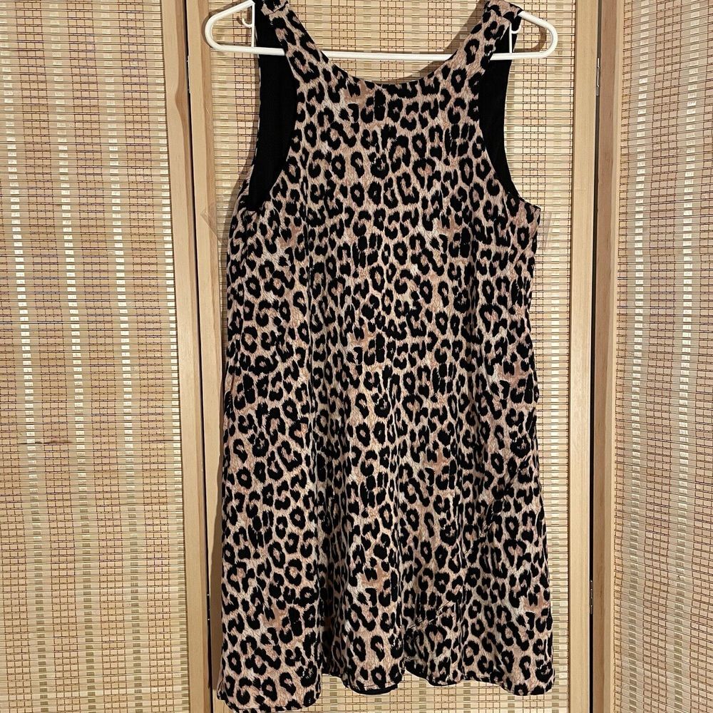 Blue Rain Womens L Cheetah Brown &‎ Cream Animal Print Dress Sleeveless